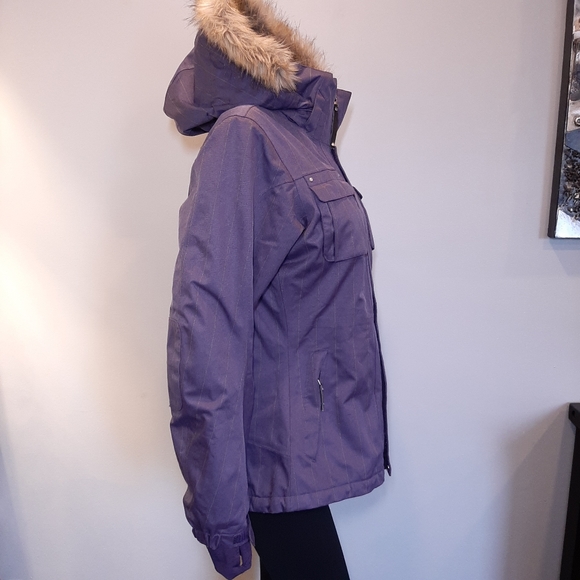 ❌SOLD❌ Baker Deluxe Insulated Ski Jacket Faux Fur Hooded Pinstripe Coat - Picture 7 of 16